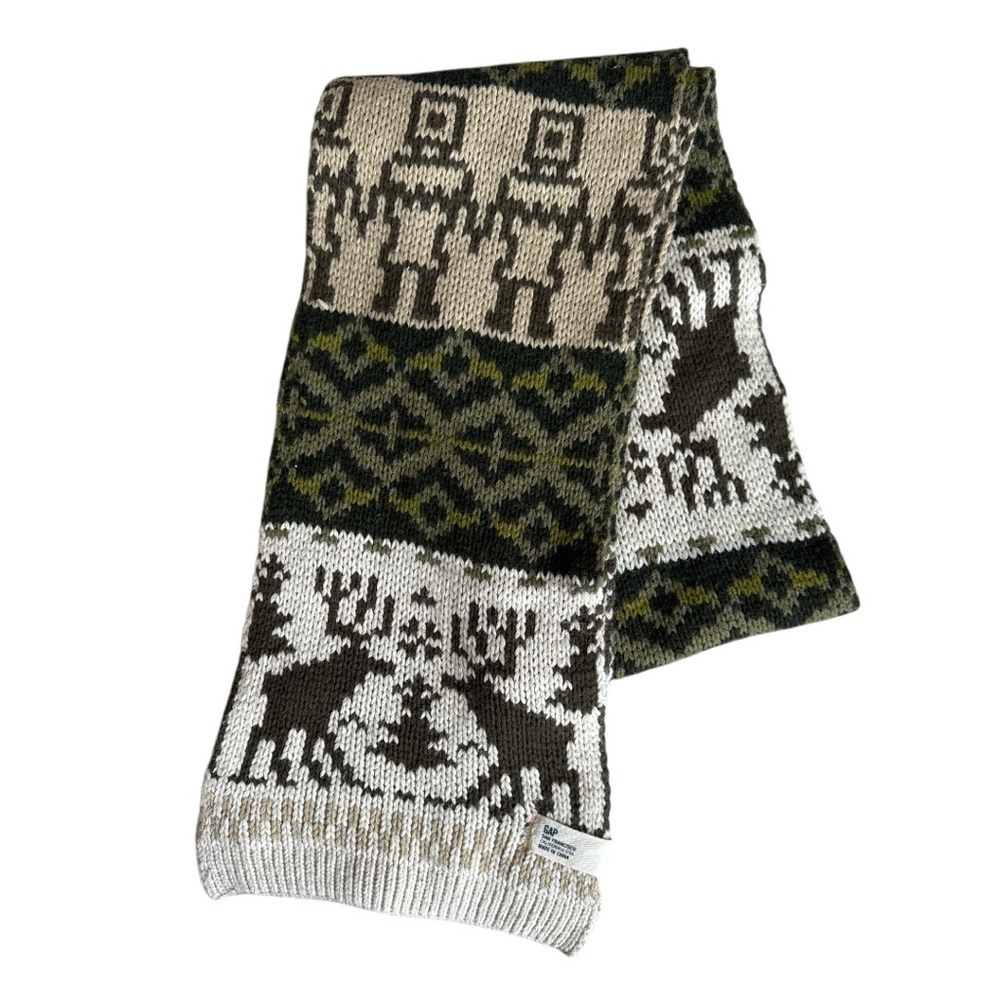 Gap Cotton Lambswool Blend Nordic Chunky Knit Scarf
